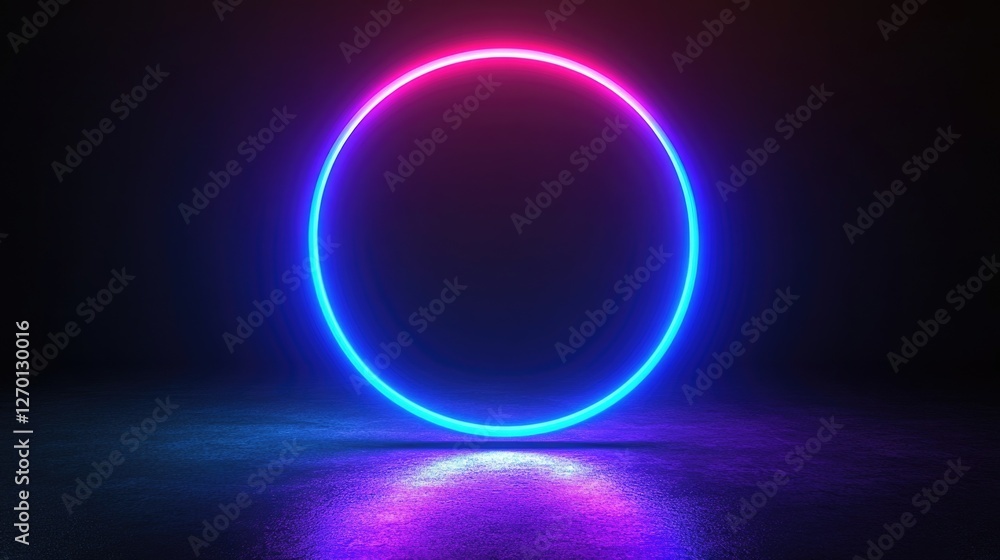 Vibrant neon circular light glowing in dark ambient background. Black Friday sale Vibrant neon circular light glowing in dark ambient background. Black Friday sale