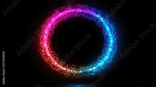 Wallpaper Mural Colorful digital neon circle with vibrant musical notes on black background. Black Friday sale Torontodigital.ca