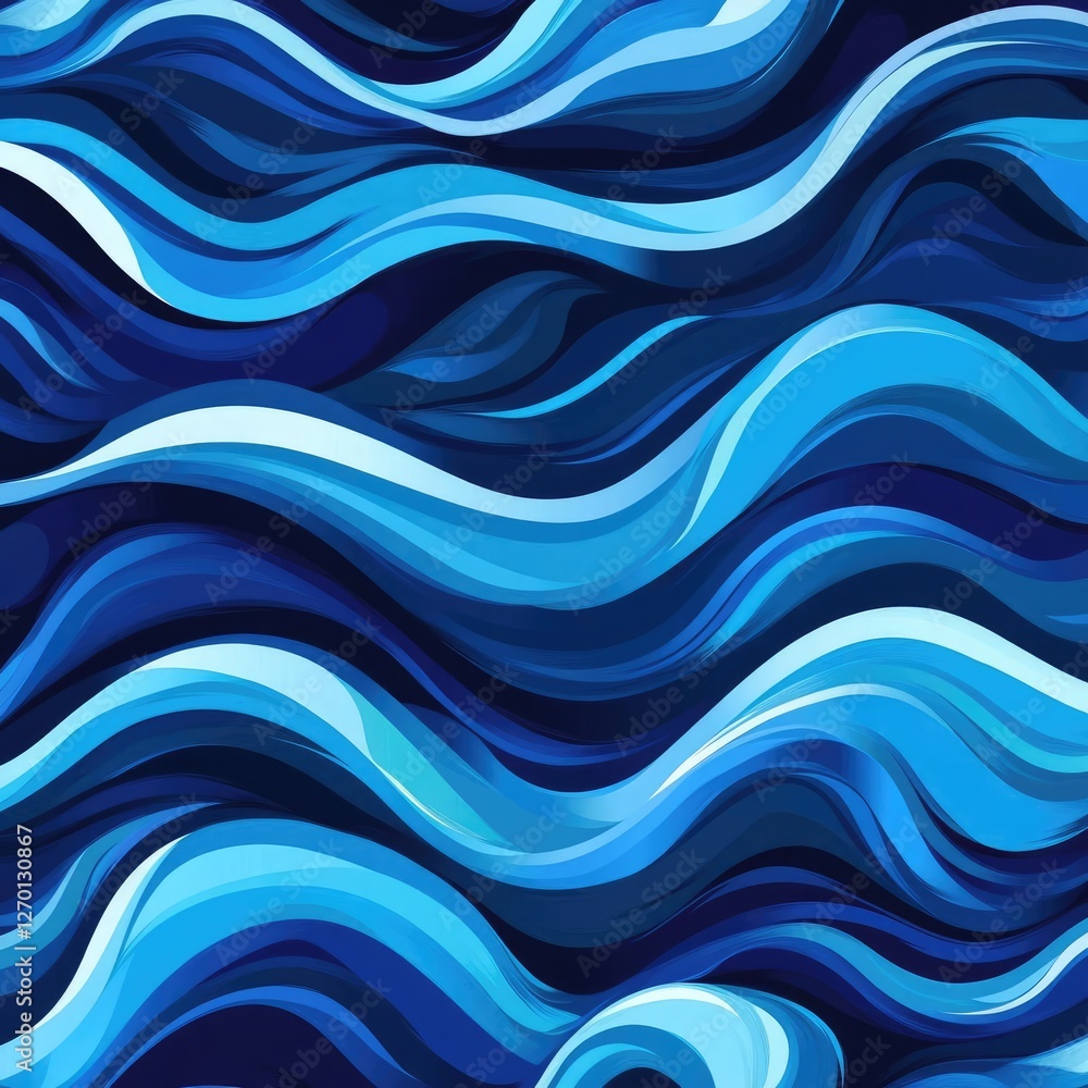 Fototapeta premium Abstract Flowing Waves Pattern in Ocean Blues with Dynamic Movement and Organic Forms