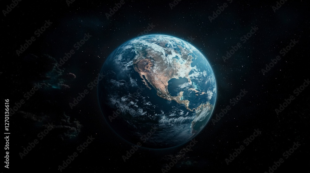Obraz premium Stunning 3D Render of Earth from Space Planet Globe World Nature Cosmos Galaxy Univ