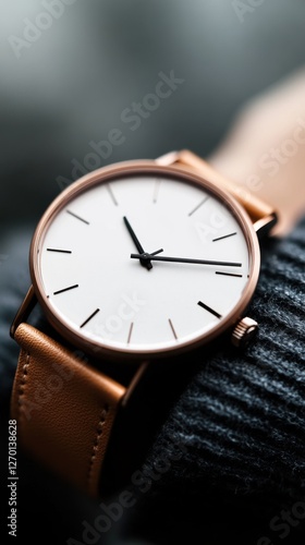 Wallpaper Mural Luxurious timepiece with a minimalist design and elegant leather strap on a wrist Torontodigital.ca