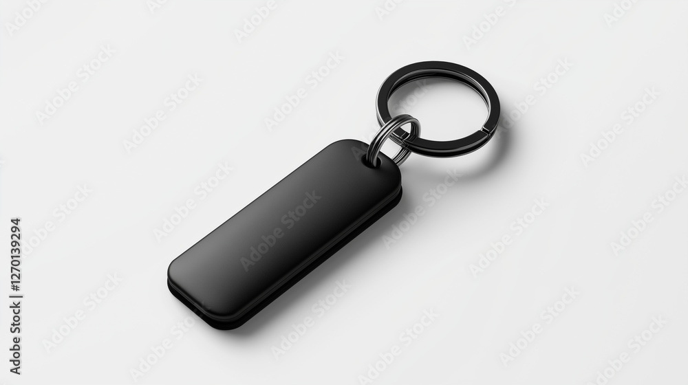 black keychain mockup isolated on white background black keychain mockup isolated on white background