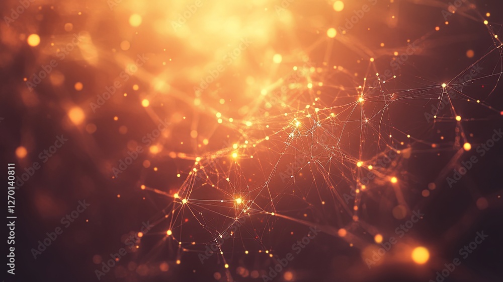 Fototapeta premium Glowing nodes and connections in a digital network, symbolizing interconnected technology and innovation.