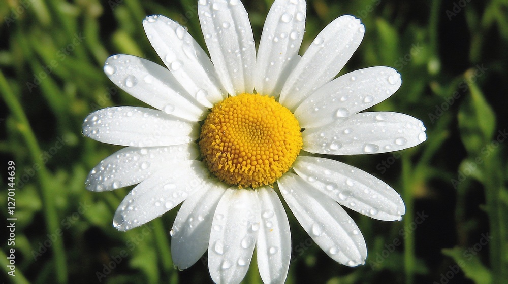 Obraz premium Dew-kissed daisy close-up.