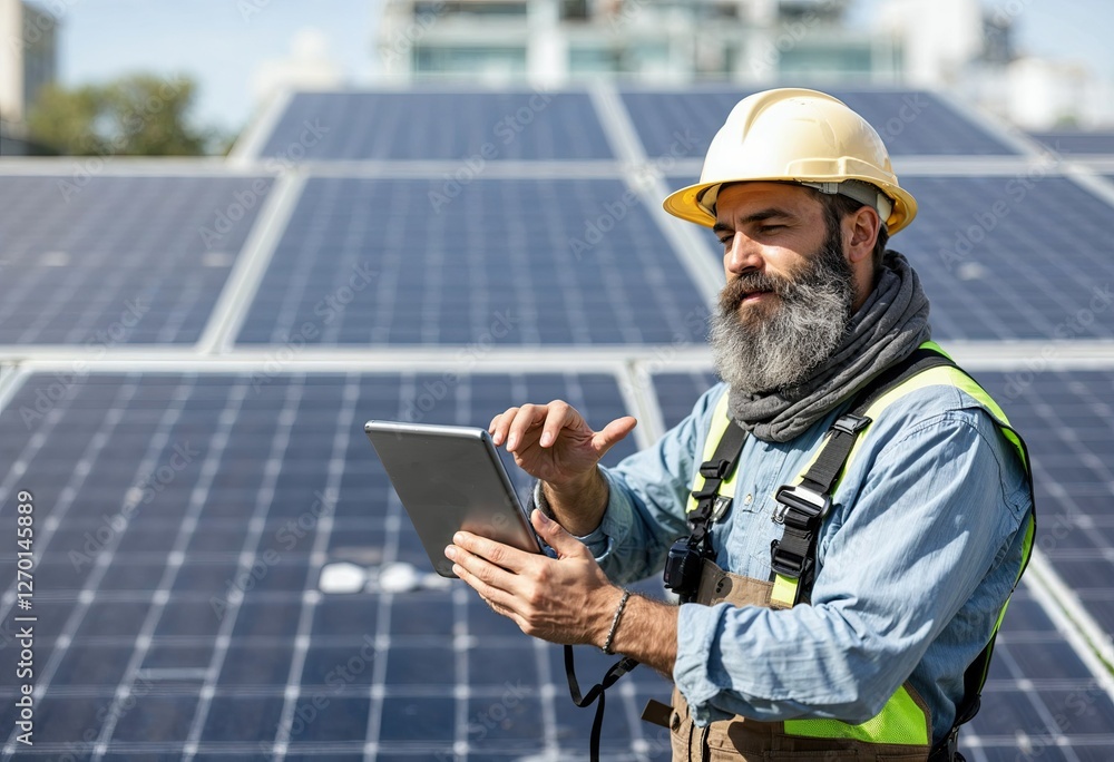 eco man with a solar panel eco man with a solar panel
