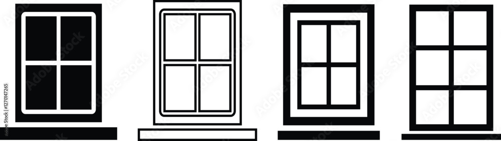 Simple Black and White Window Illustration. Window icon design template. Simple Black and White Window Illustration. Window icon design template.