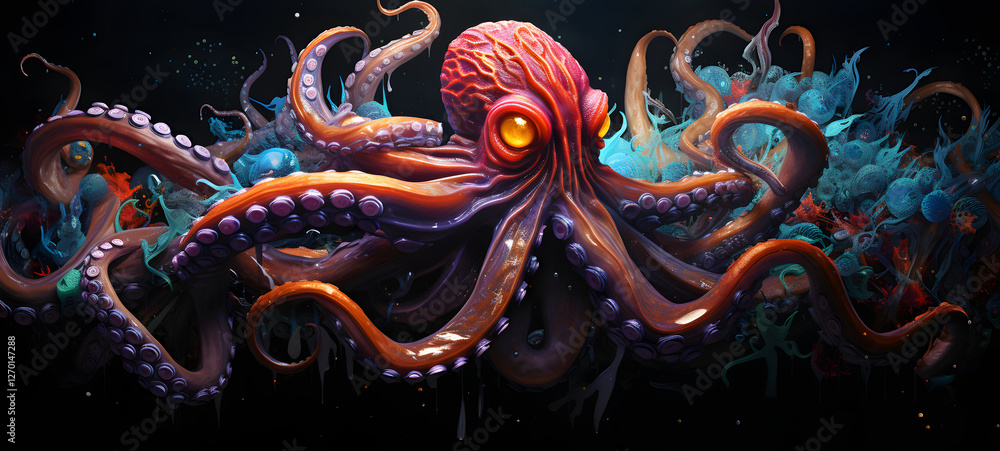 Obraz premium paper quilling kraken, ai generative