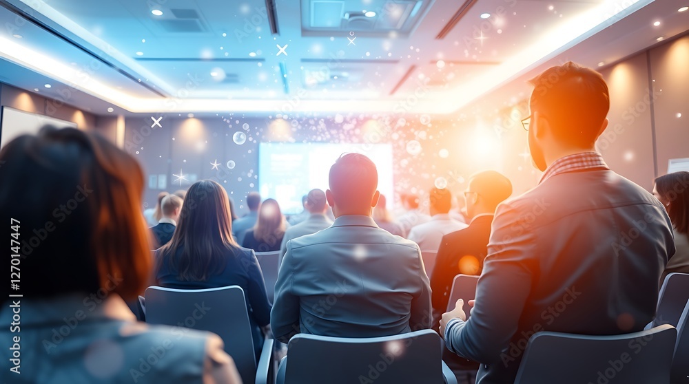 Obraz premium Business Conference: Audience Listening to Presentation