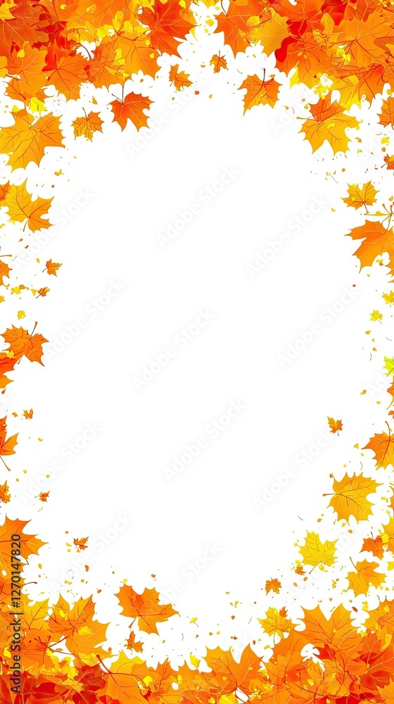 Autumn leaves border frame, fall foliage, white background, graphic design, use for seasonal templates Autumn leaves border frame, fall foliage, white background, graphic design, use for seasonal templates