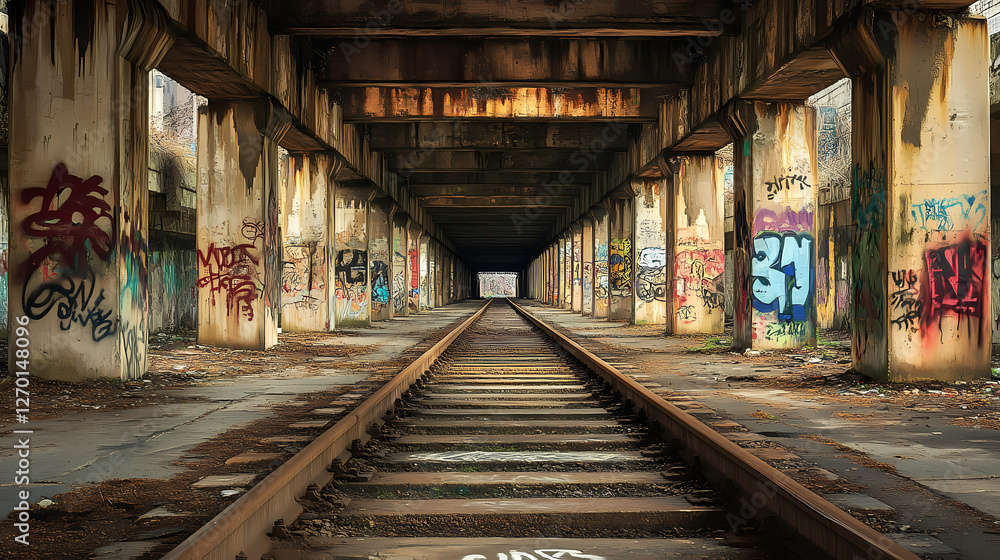 Fototapeta premium rusted urban train tracks