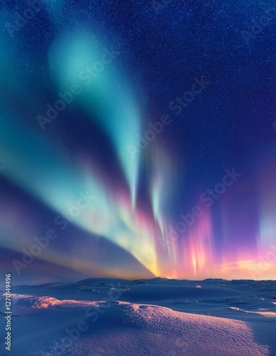 Wallpaper Mural 静寂の中に輝く淡い虹色のオーロラが、無限の広がりと癒しを感じさせる天空の景色。
 Torontodigital.ca