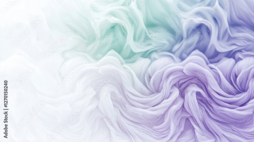 Obraz premium Abstract Pastel Fabric Texture Swirling Lavender White and Teal Hues
