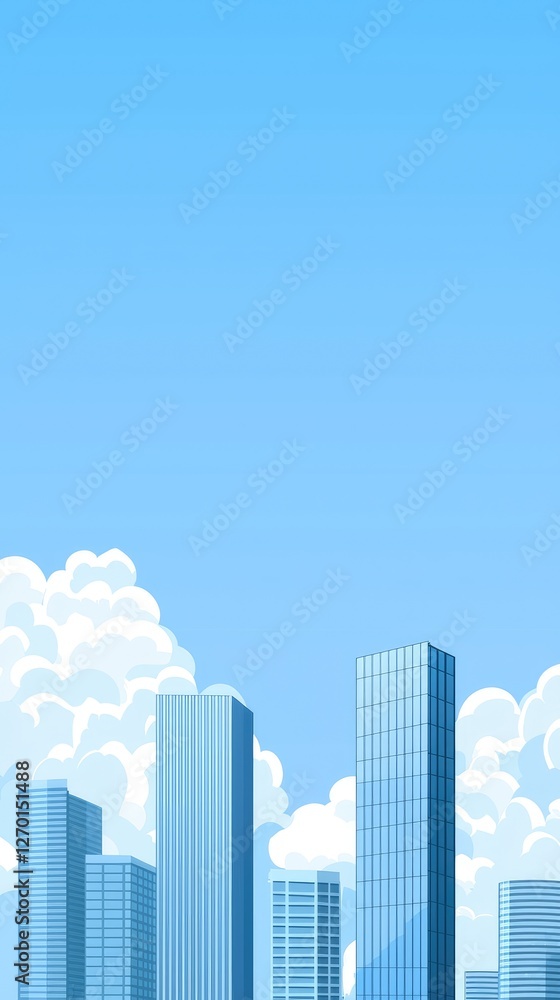 Cityscape, sunny day, skyscrapers, clouds, background, website banner Cityscape, sunny day, skyscrapers, clouds, background, website banner