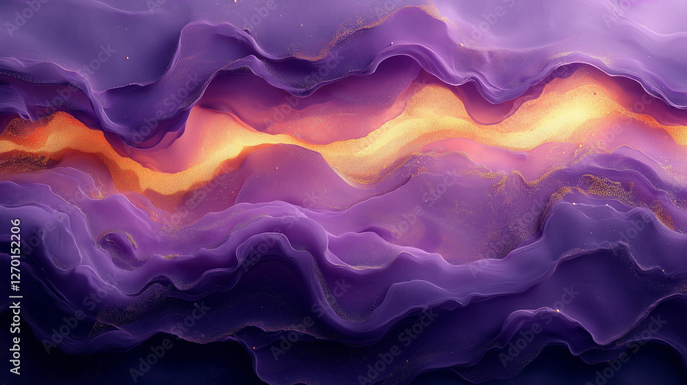 Obraz premium Organic Forms: Intertwined Shapes of Purple and Gold Create a Mysterious, Fluid Texture.