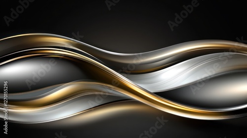 Wallpaper Mural Elegant Abstract Background with Flowing Gold and Silver Waves Design Torontodigital.ca
