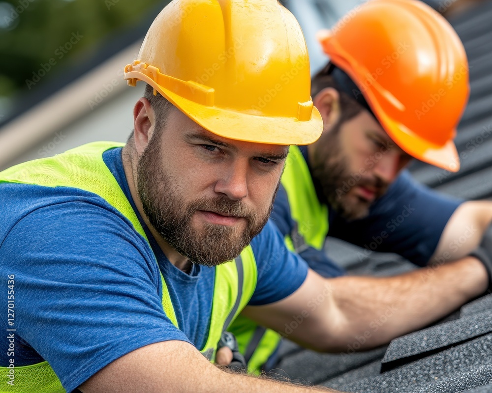 Construction Workers on a Roof Construction Workers on a Roof