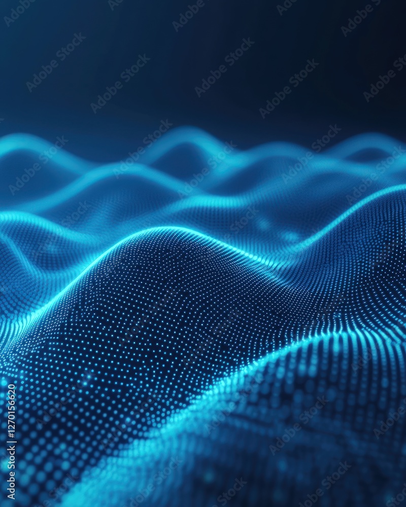 Dynamic Blue Particle Wave on Dark Digital Background with Soft Lighting and Futuristic Tech Feel Creates Modern Abstract Design Dynamic Blue Particle Wave on Dark Digital Background with Soft Lighting and Futuristic Tech Feel Creates Modern Abstract Design