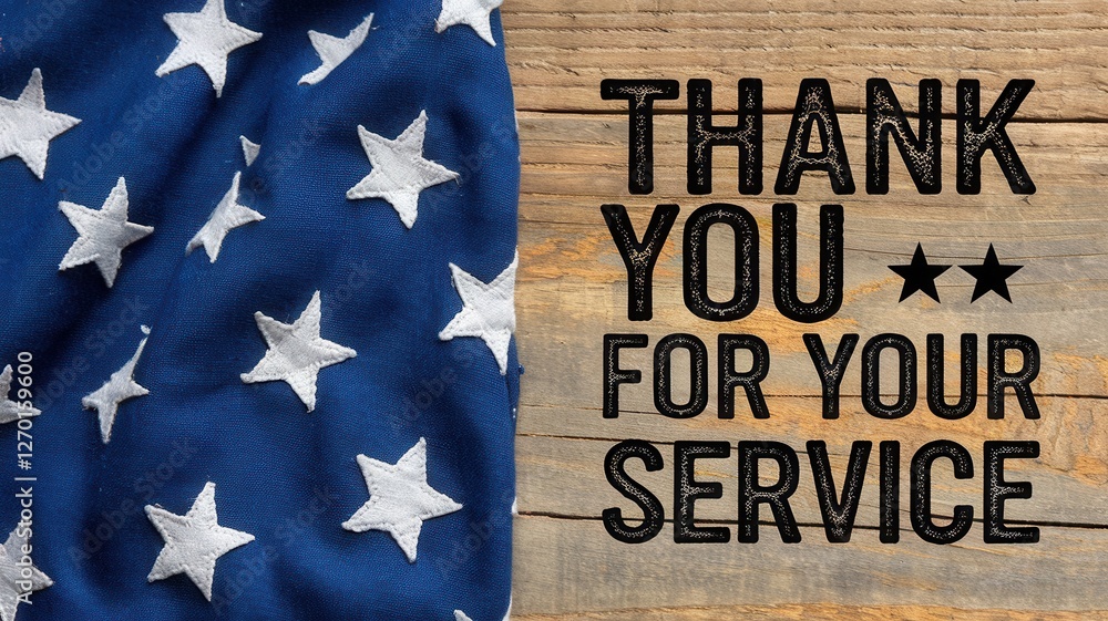 Fototapeta premium American flag with thank you for your service text