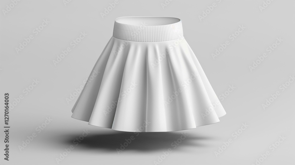 White Pleated Skater Skirt Fashion Mockup Minimalist Design White Pleated Skater Skirt Fashion Mockup Minimalist Design