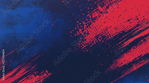 Vibrant Abstract Background Featuring Bold Blue and Red Brush Strokes with Dynamic Textures for Digital Media and Creative Projects