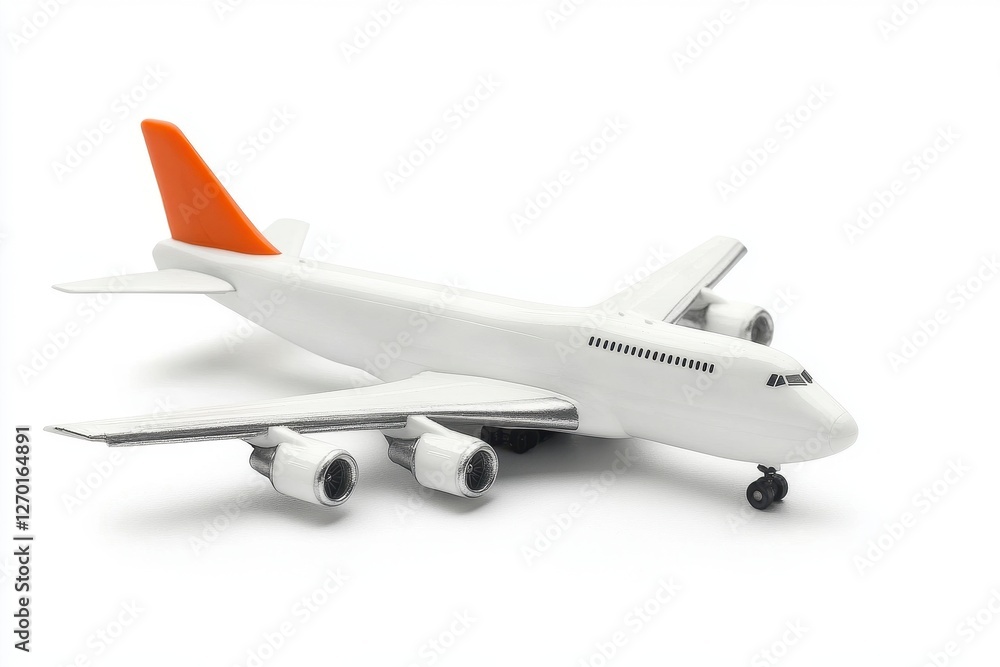 White Airplane Toy Model on White Background White Airplane Toy Model on White Background