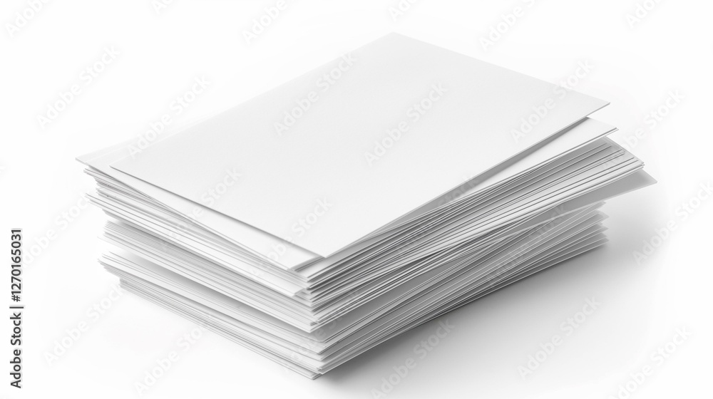 A Neat Stack of Blank White Papers Ready for Printing or Writing A Neat Stack of Blank White Papers Ready for Printing or Writing