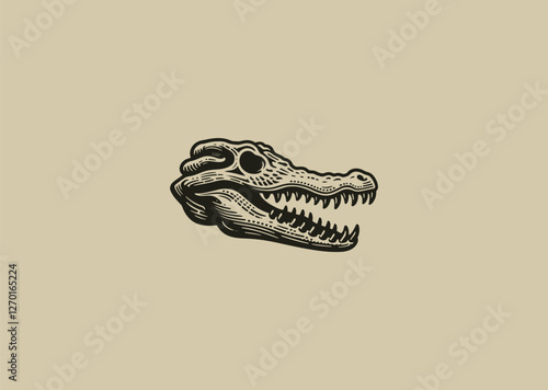 Crocodile skull logo: A fierce, detailed crocodile skull symbolizing power, survival, and primal energy.