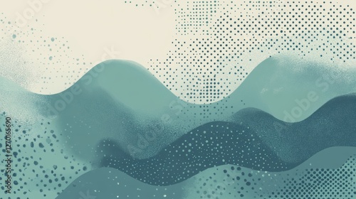 Wallpaper Mural Abstract Blue and Green Wave Pattern with Dots and Textures for Modern Wallpaper and Design Presentations Torontodigital.ca