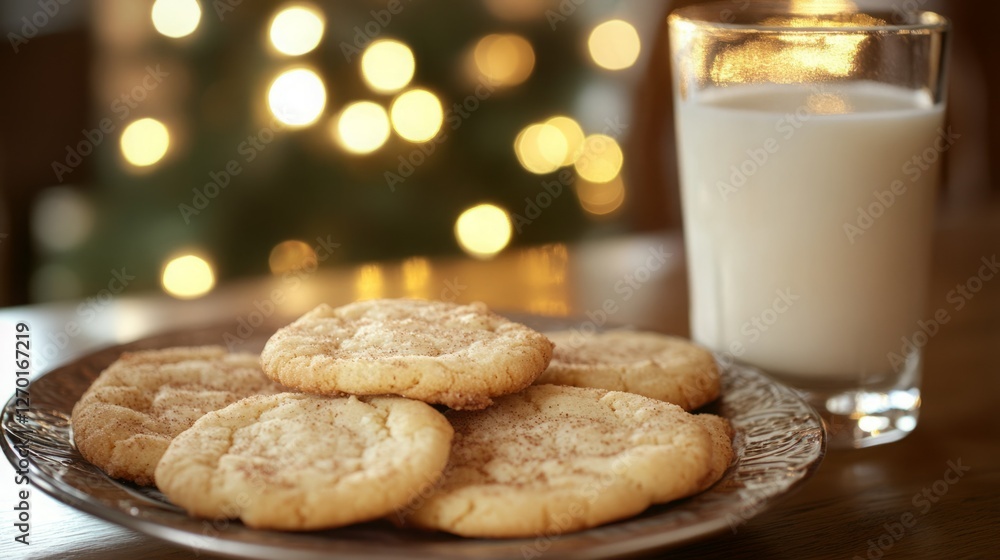 Warm, cinnamon sugar cookies on a plate with a glass of milk. The perfect holiday treat! Warm, cinnamon sugar cookies on a plate with a glass of milk. The perfect holiday treat!