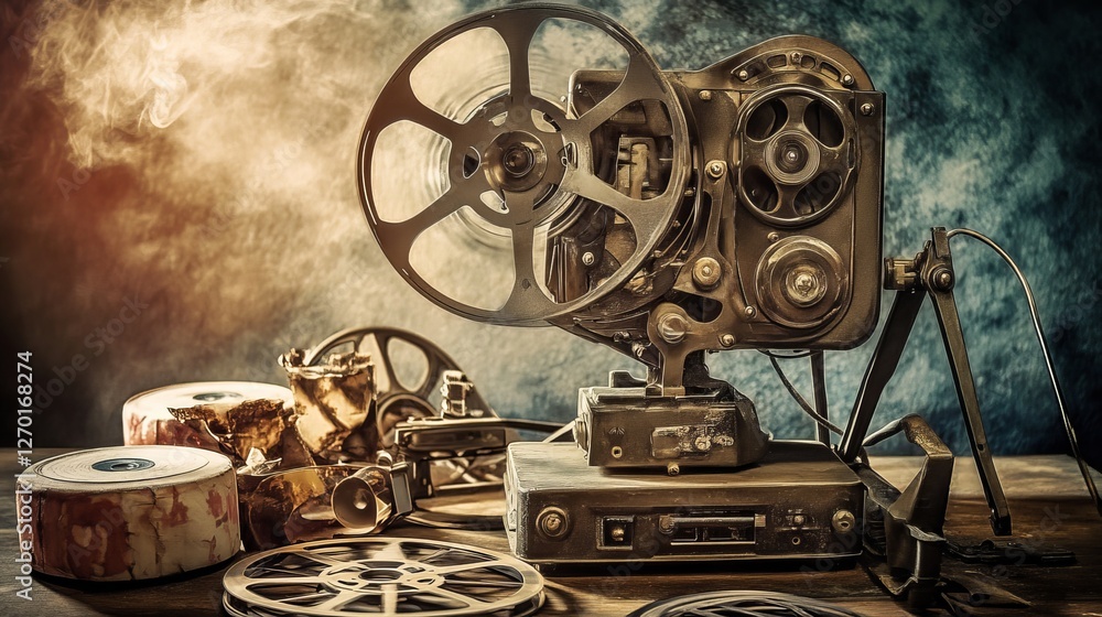 Obraz premium Old Style Movie Projector (Another Angle) - Classic Film Projector in Still Life 