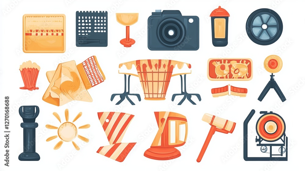 Fototapeta premium Cinematography Icons - Movie and Cinema Icon Set for Graphics 