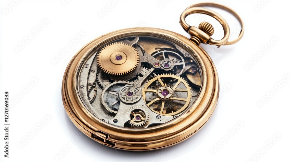 A detailed close-up reveals the intricate inner workings of an antique pocket watch. The gold casing contrasts beautifully with the silver gears and meticulous craftsmanship. A detailed close-up reveals the intricate inner workings of an antique pocket watch. The gold casing contrasts beautifully with the silver gears and meticulous craftsmanship.