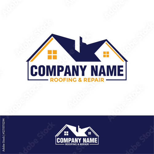 Construction Building Roofing Logo Icon Design