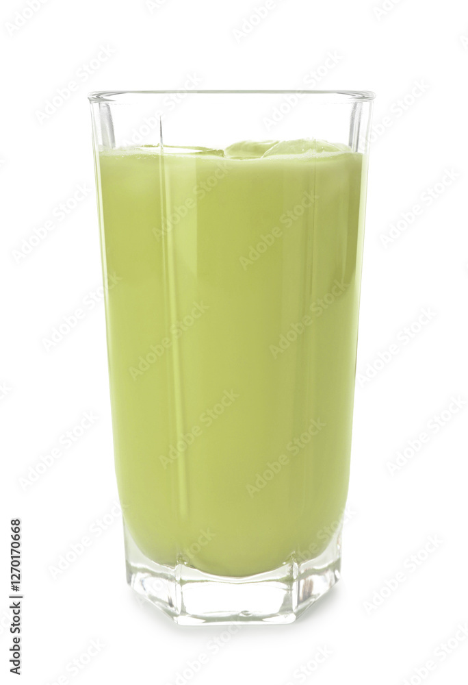 Fresh mung bean juice in glass isolated on white Fresh mung bean juice in glass isolated on white