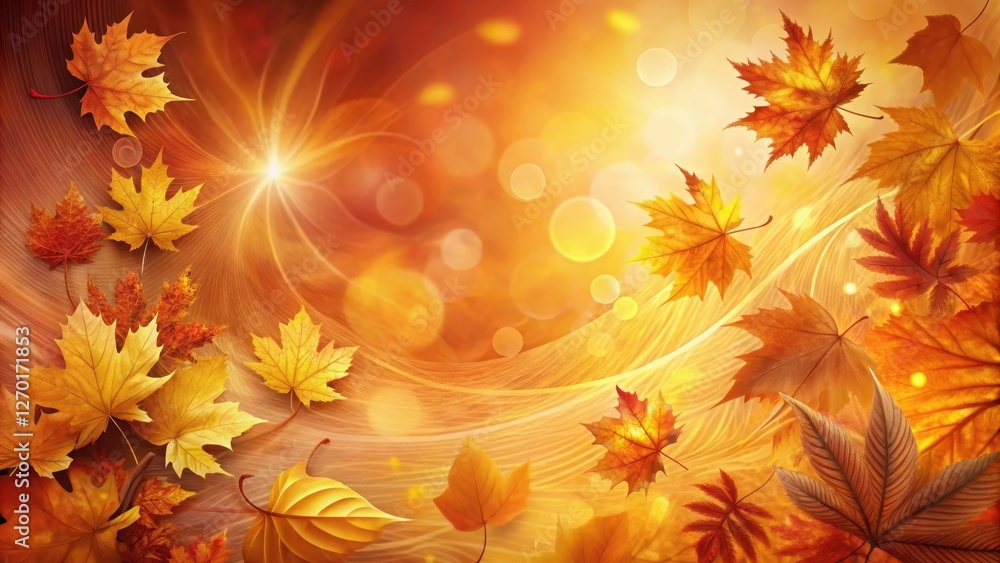 Autumnal Leaves Dancing in a Golden Light Swirl A Vibrant Fall Season Image Autumnal Leaves Dancing in a Golden Light Swirl A Vibrant Fall Season Image