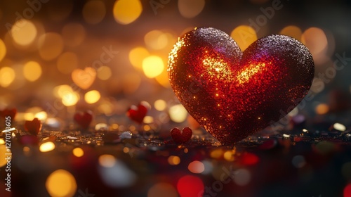 Sparkling heart on a bokeh background