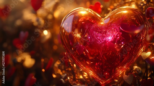 Glass heart centerpiece of love and passion