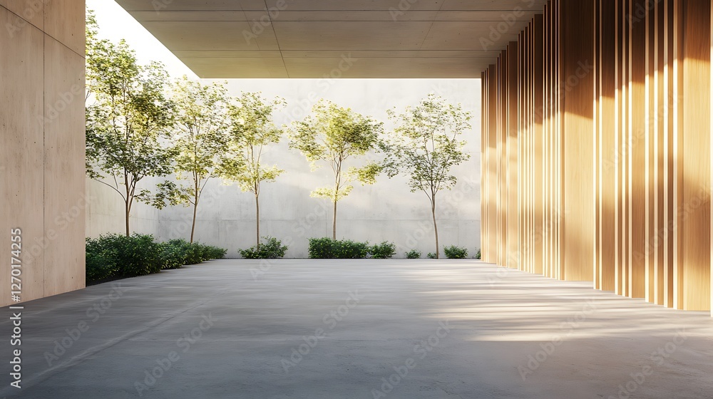 Modern Architectural Courtyard: Serenity and Minimalism Modern Architectural Courtyard: Serenity and Minimalism