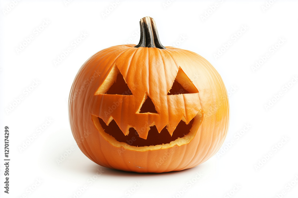 Carved Halloween jack-o-lantern pumpkin isolated Carved Halloween jack-o-lantern pumpkin isolated