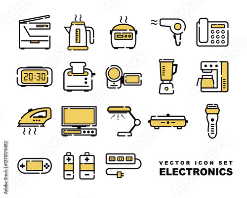 家電・電化製品・デジタル機器のベクターアイコンセット