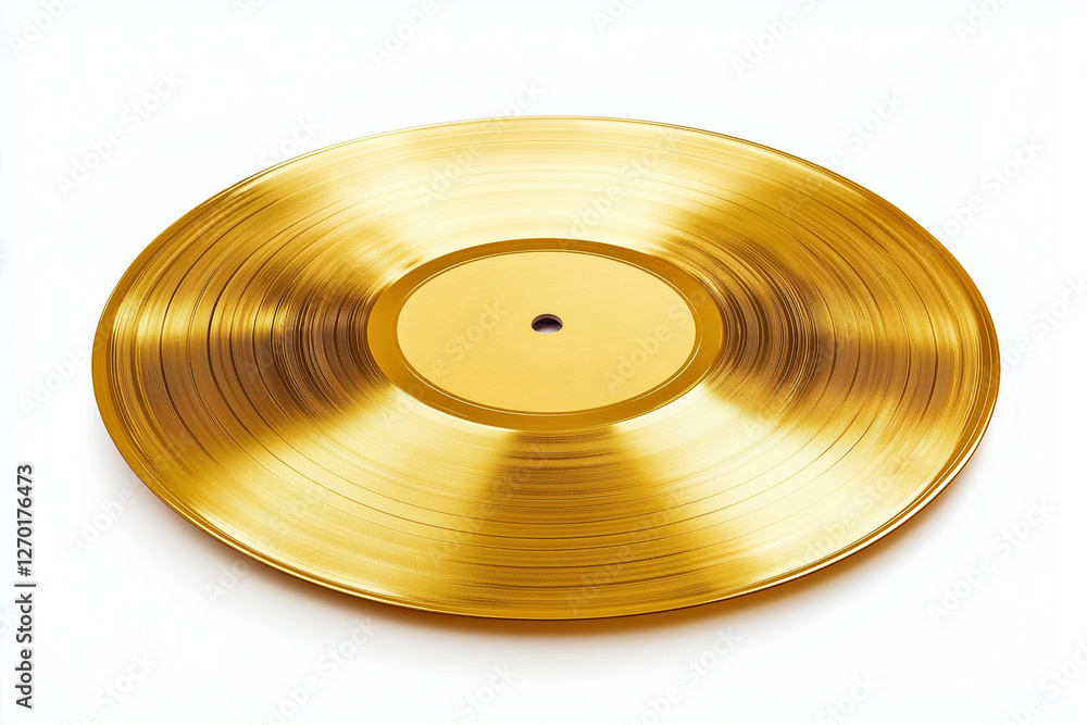 Gold vinyl record isolated