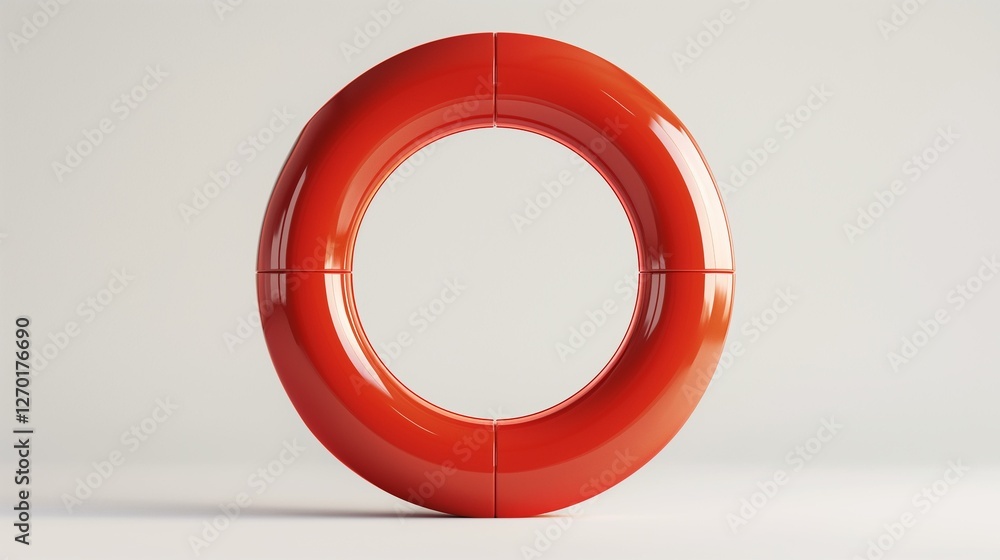 Abstract Red Circular Structure Minimalist Design Modern Art 3D Render Shiny Surface Geometric Shape Bright Orange Hue Contemporary Sculpture Abstract Red Circular Structure Minimalist Design Modern Art 3D Render Shiny Surface Geometric Shape Bright Orange Hue Contemporary Sculpture