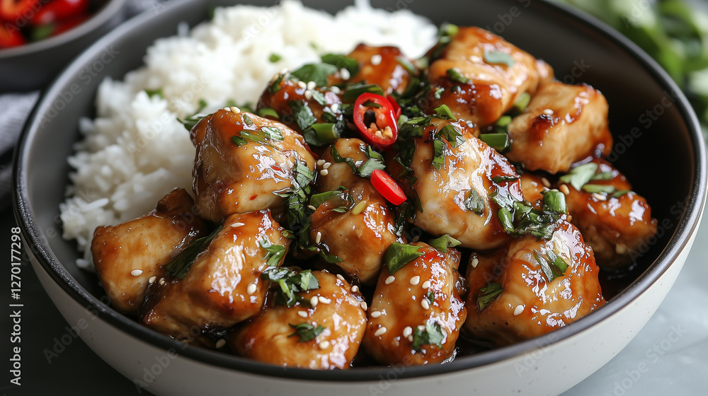 Malaysian spicy lemongrass chicken with jasmine rice Malaysian spicy lemongrass chicken with jasmine rice