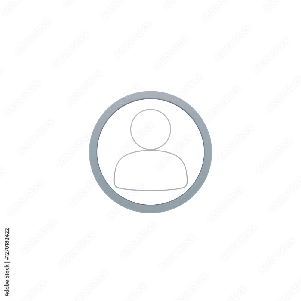 3d illustration of a white user icon inside a gray circular outline, high quality png isolated on transparent background 3d illustration of a white user icon inside a gray circular outline, high quality png isolated on transparent background