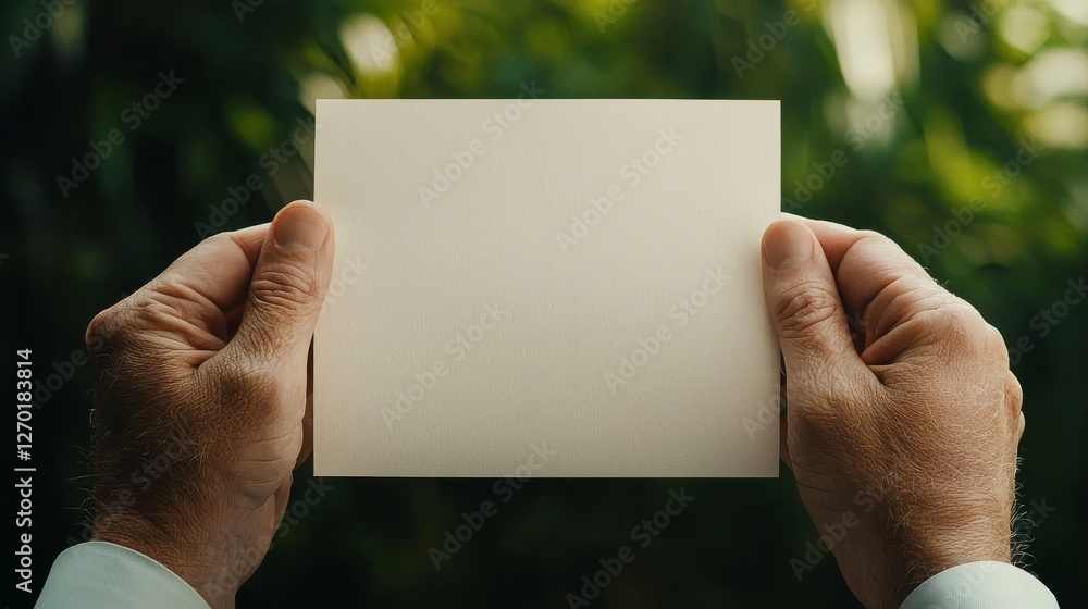 Man holding blank paper, customizable template for messages and announcements Man holding blank paper, customizable template for messages and announcements