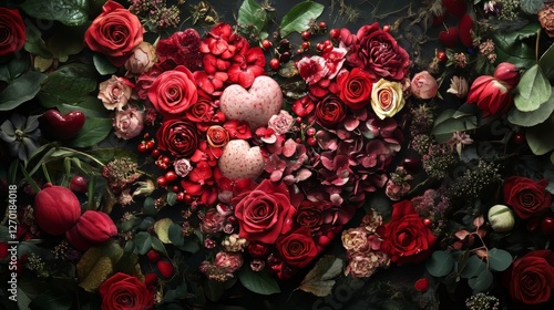 Floral heart arrangement for celebrations.