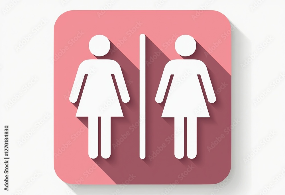 Bathroom Signage: Pink Geometric Icons Representing Male and Female Restrooms in a Simple, Modern Square Frame Design
Bathroom Signage: Pink Geometric Icons Representing Male and Female Restrooms in a Simple, Modern Square Frame Design