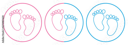 Baby boy footprints icon set