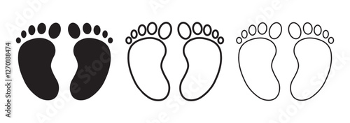 silhouette of baby feet icon over white background. vector illustration. Baby footprints icon isolated on white background. Baby feet sign. Set icons colorful. Vector Illustration.