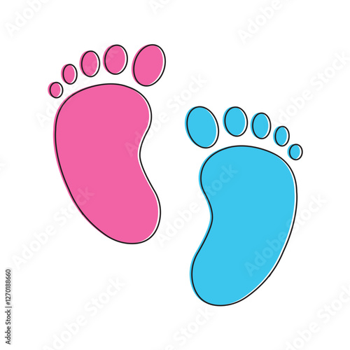 silhouette of baby feet icon over white background. vector illustration. Baby footprints icon isolated on white background. Baby feet sign. Set icons colorful. Vector Illustration.